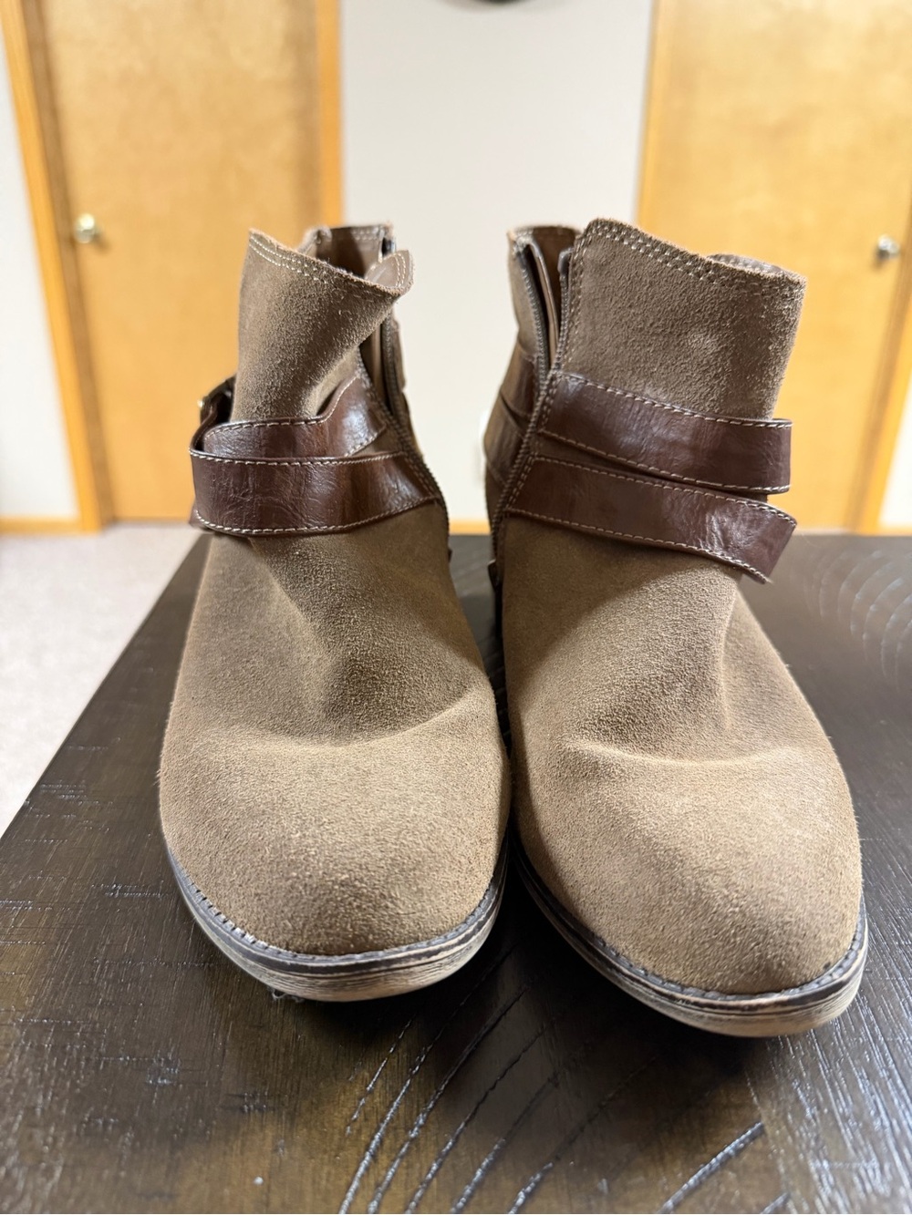 Brown Ankle Boots with Strap